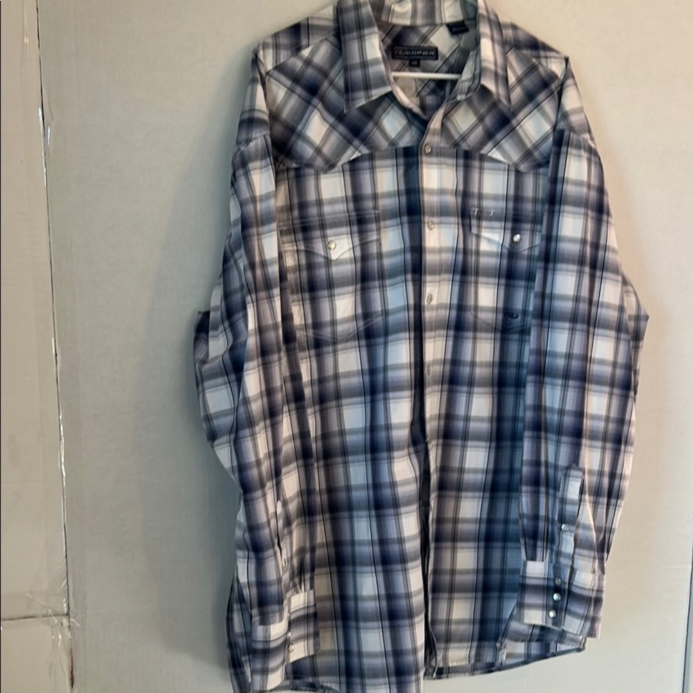 Roper Men’s Western Cowboy Long Sleeve Plaid Pearl Snap Shirt. Size 2XL